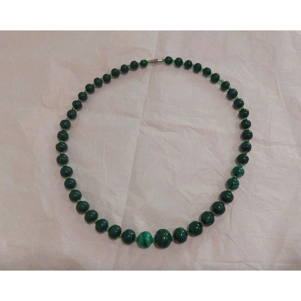 Graduated Malachite Beaded Necklace 18